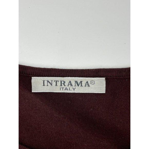 Intrama Italy Women's Burgundy Red Knit Long Sleeve Sweater Beaded Front Size M - Picture 5 of 10